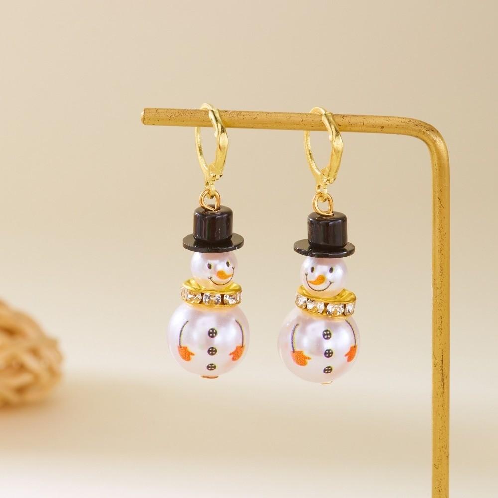 Rhinestone Christmas Earrings Snowflake Xmas Dangle Earrings Fashion Snowman Earrings  Women
