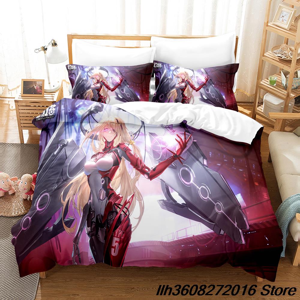 Comforter Tower Of Fantasy Bedding Set Single Twin Full Queen King Size Bed Set Adult Kid Bedroom Three-Piece Suits Anime Bed Sheet S