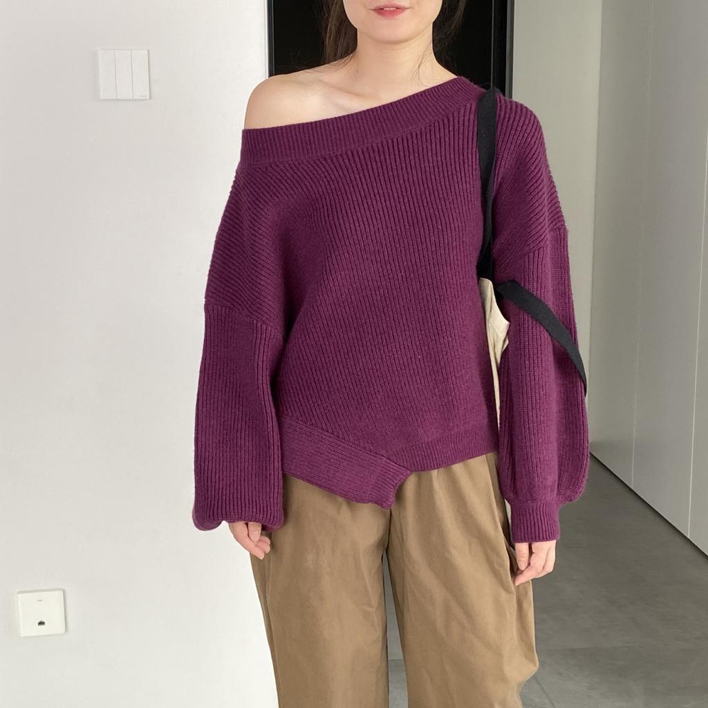Johnature Verdickter Herbst Damen Pullover Herbst Winter Lässig Einfach Einfarbige Puffärmel Pullover