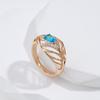 New Vintage Blue Natural Zircon Leaf Ring For Women Ethnic Bride  Rose Gold Color Accessories Party Daily Fine Jewelry