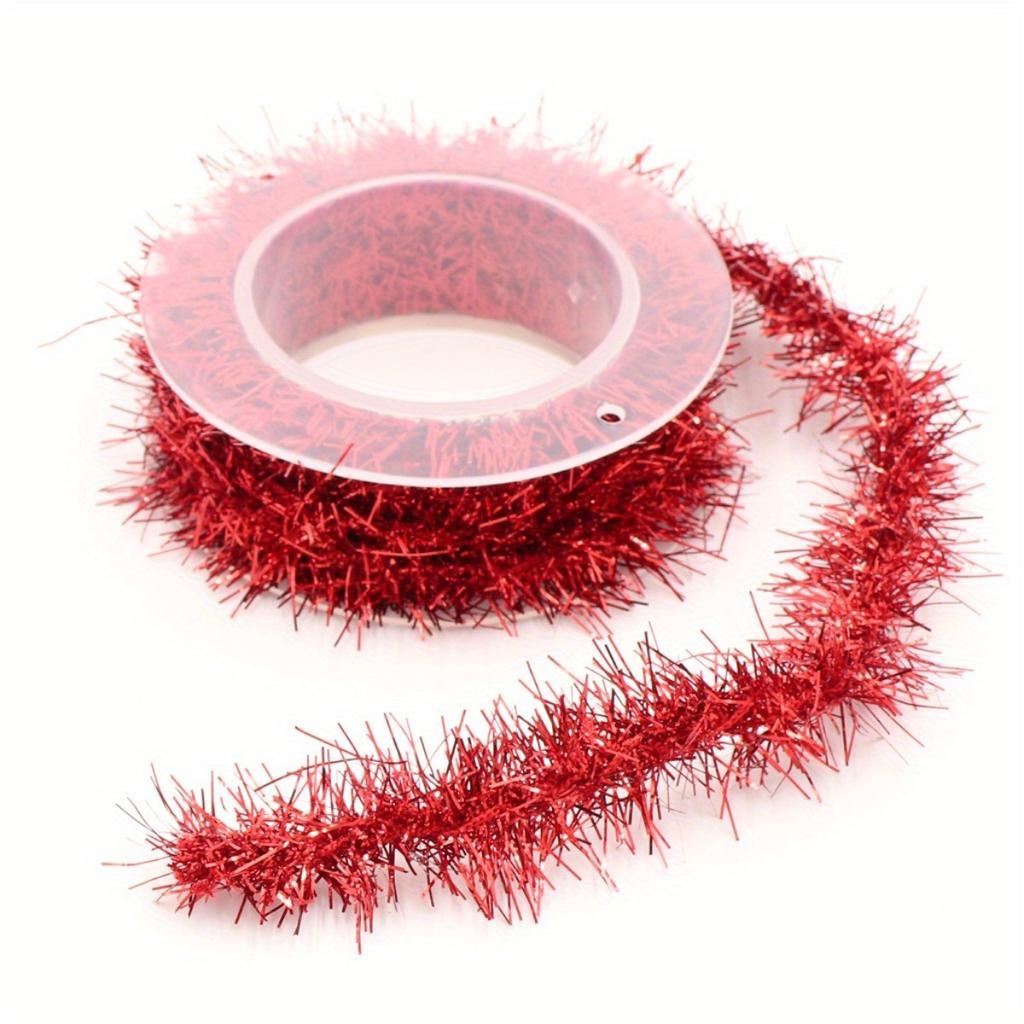 1pc Christmas Tinsel Garland Decoration - Metallic Shiny Ribbon for DIY Crafts, Festive Holiday Supply