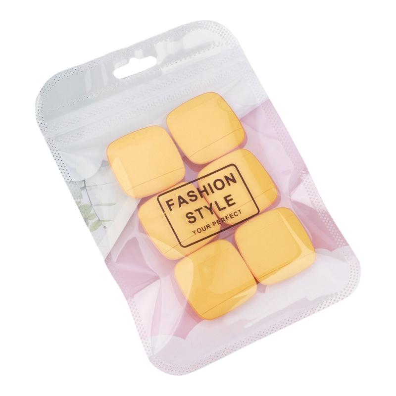 

6 Pieces Mini Finger Powder Puff Sponges Face Cosmetic Accesories For Blending And Concealer Square Makeup Tool жёлтый