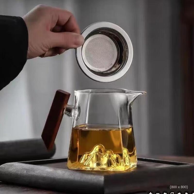 Jialang Glass Gongdao Cup with Wooden Handle