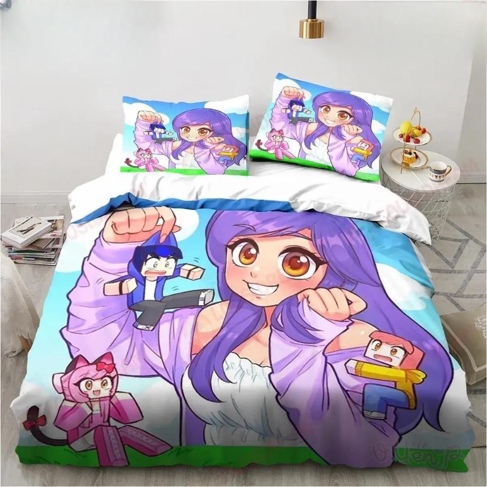 Cartoon Game Duvet Cover Children's Birthday Gift with Zip Room Decor for Teenagers Adulte  Microfibre 3-Piece Duvet Cover