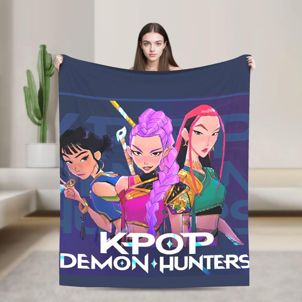 Huntrix HUNTRX Rumi Kpop Demon Hunters Dekens Pluizig Geweldig Warm Plaid voor Huis Winter