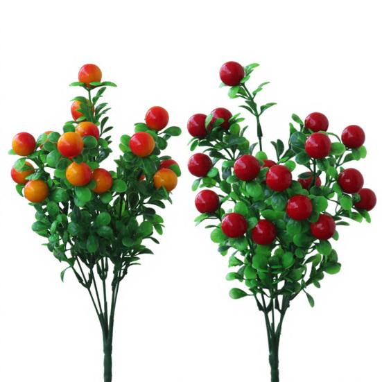 Artificial Berry Stem 6 Stems Simulation Fruits Branches with Leaves for Home