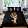 White Tiger Red Rose King Queen Duvet Cover Africa Big Cat 3D Polyester Bedding Set for Adult Teen
