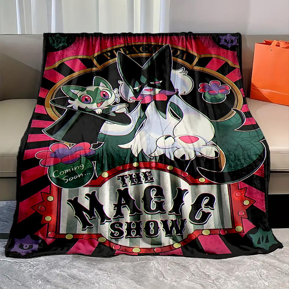 6 Sizes Game Pokémon M-Meowscarada Print Blanket Fluffy Plush Sofa Bed Throw Blanket for Kids and Adults Travel Home Supplies