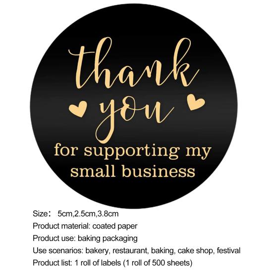 1 Roll Thank You Sticker DIY Letter Printing Residue-free Waterproof Thanks Gift Holiday Tag Sticker for Festival