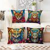 Mosaic Cats Floral Patterns Digital Printing Pillow Cover Short Plush Suitable Living Rooms Bedrooms Sofas Throw Cushion Cover