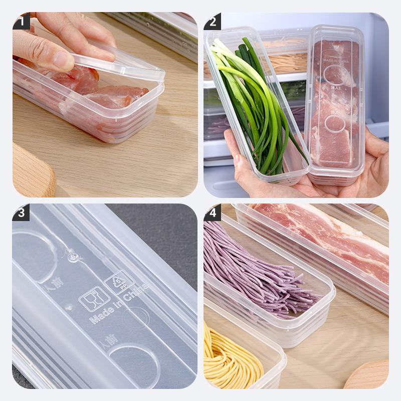 1/4Pcs Long Rectangular Food Storage Containers Plastic Reusable Refrigerator Organizer Boxes Kitchen Accessories
