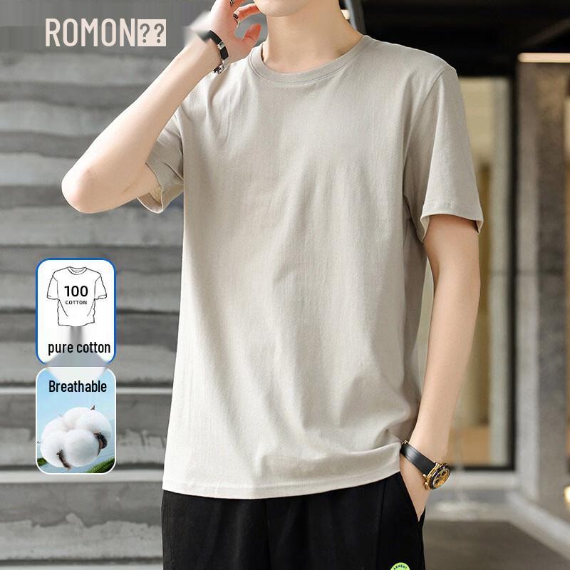 ROMON Men's 2026 Summer Pure Cotton Short Sleeve T-shirt