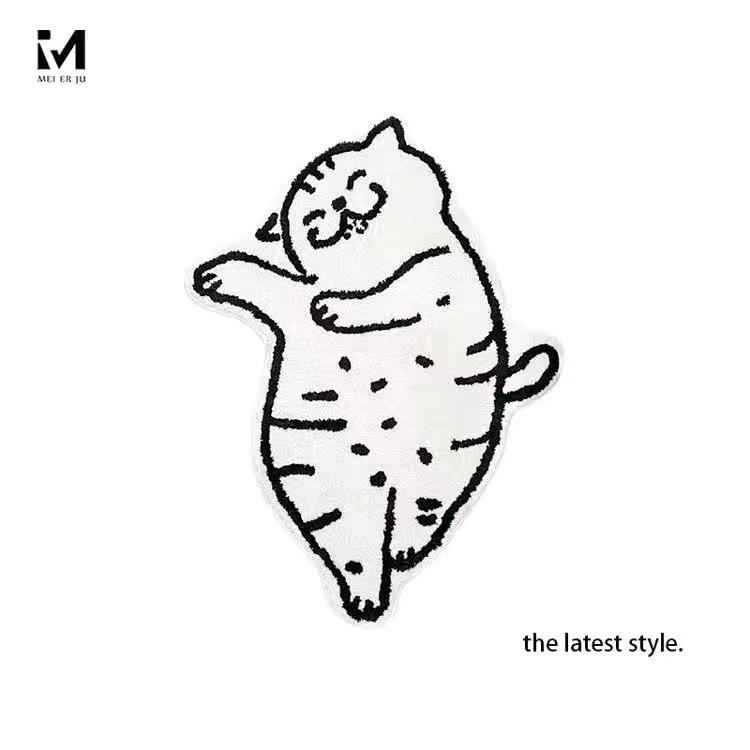 

Sleepy House Cat • Cute Cream Style Cat Bedroom Side Rug Children s High-Quality Fleece Soft Carpet Home Decoration 40X60CM 1.3X2FT