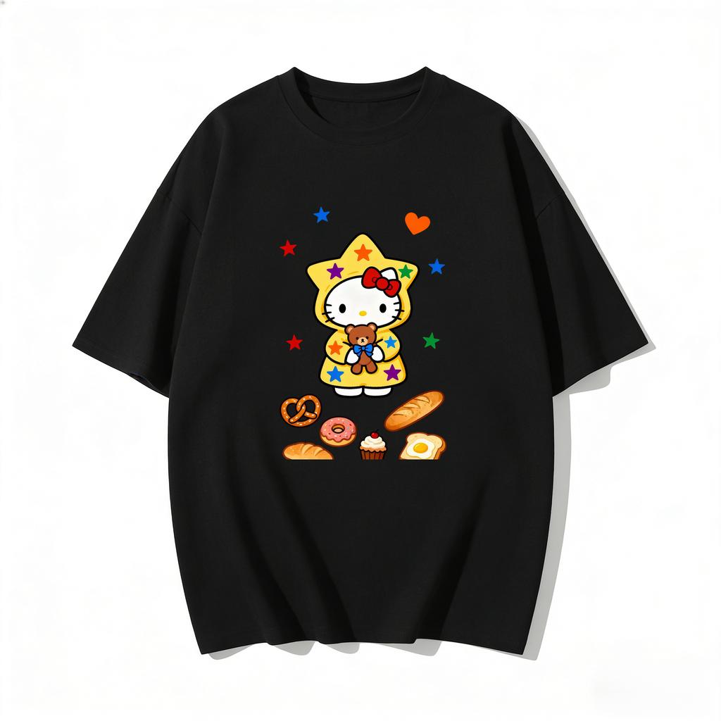 2026 Hello Kitty Tee soft cotton short sleeve crew neck cute print lightweight summer top for Women daily casual wear