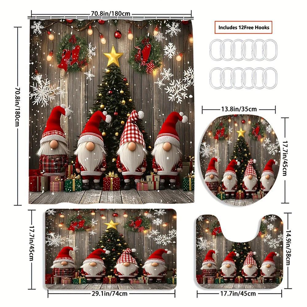 Ensemble de salle de bain récif corallien sous-marin enchanteur - Rideau de douche imperméable, Housse de couvercle de toilette, Tapis de bain et Tapis contour