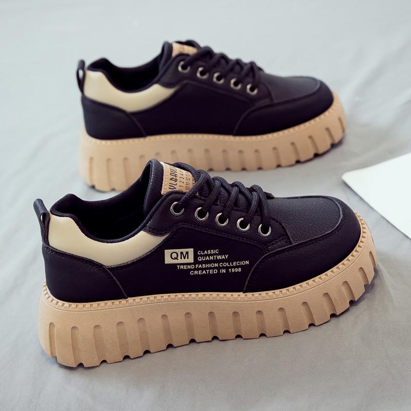 Spring Women's Shoes New Thick-soled Heightening Board Shoes Soft-soled Casual XQ