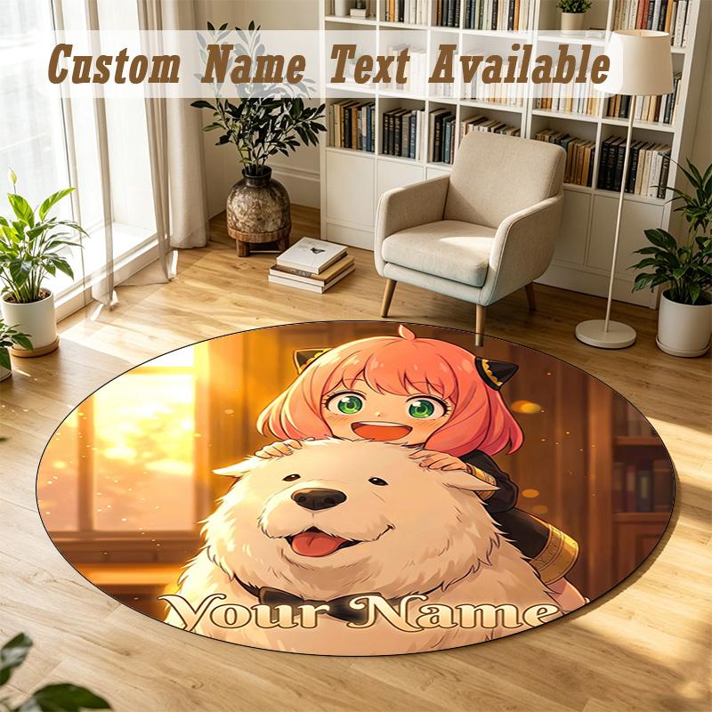 Round Rug Custom NameSpy × Family Pattern Non Slip Carpet Home Floor Decor