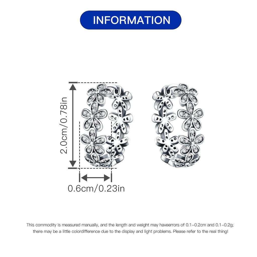 S925 Silver Vintage Daisy Flower Earrings Hoop Earrings Women Jewelry Trendy Anniversary Gifts