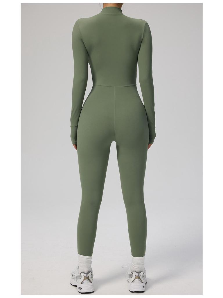 Manyi Zipper Nude Long Sleeve Yoga & Fitness Jumpsuit 8306
