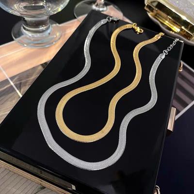 316L Stainless Steel Thick Snake Bone Chain Gold Silver Colours Punk Personality Women Necklace Length Adjustable Party