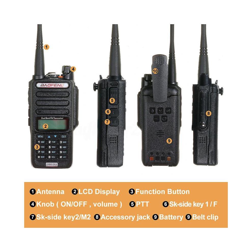 18W Baofeng UV-9R Plus Walkie Talkie VHF UHF Dual Band Handheld Two Way Radio