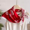 Temperament Rose 71 Small Square Scarf Simulation Silk Scarf Headscarf Women's Spring and Summer Scarf Printed Neck Protection Scarf Professional Scar