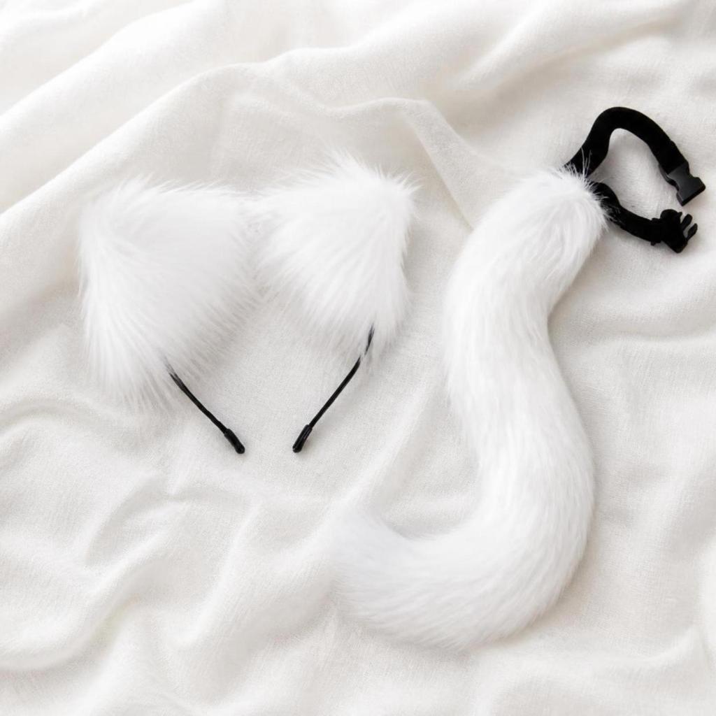 Cat Ear Headband with Tail Furry Ears Long-Lasting for Cosplayers