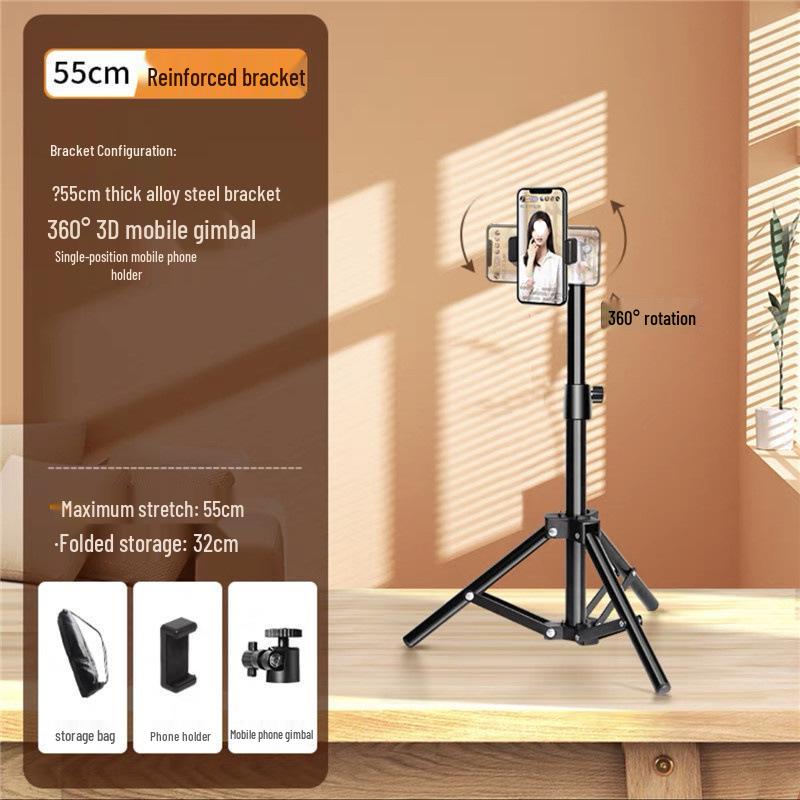 Multifunctional Floor Tripod & Phone Holder with Light Ring for Live Streaming & Photography