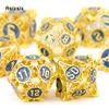 7 Pcs Yellow Blue Metal Dice Hollow Metal Polyhedral Dice Set Suitable for Role-Playing RPG    Board Game Card Game