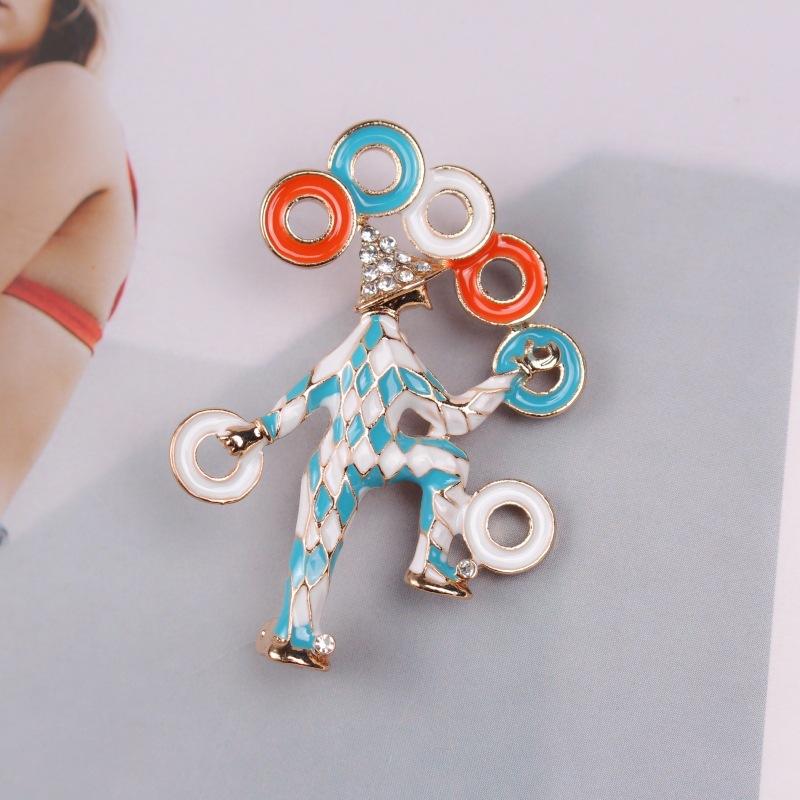 Vintage Circus Series Enamel Oil Drip Diamond Clown Silk Scarf Buckle Replica Brooch