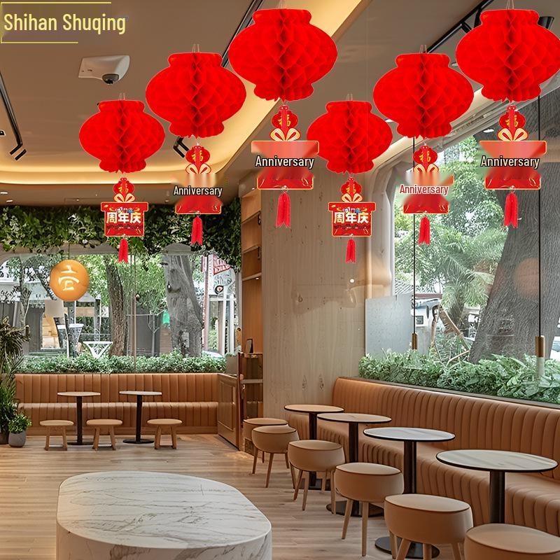 Grand Opening & Anniversary Celebration Red Lanterns - Ceiling Decorations for Shops, Malls, Supermarkets