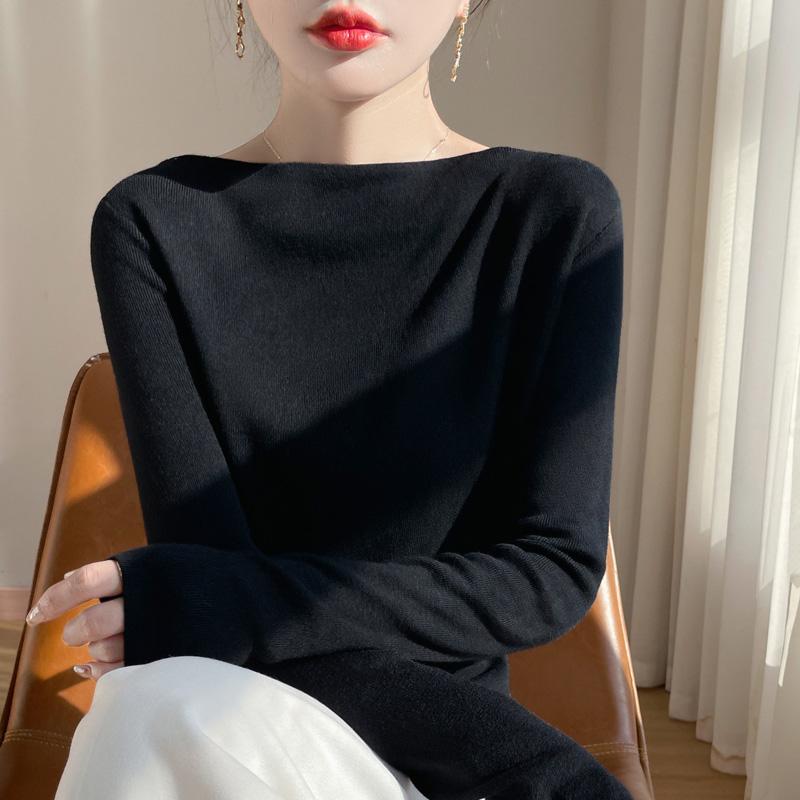 Women's wool pullover Qinghe cashmere 50% silk 50% wool spring and summer wool soft, comfortable and warm