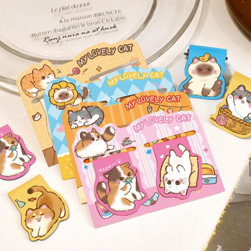 Lovely Ins Cute Cat Magnetic Bookmark Cartoon Double Reading Book Page Clip High Value Learning Kawai Stationery Bookmark Prize