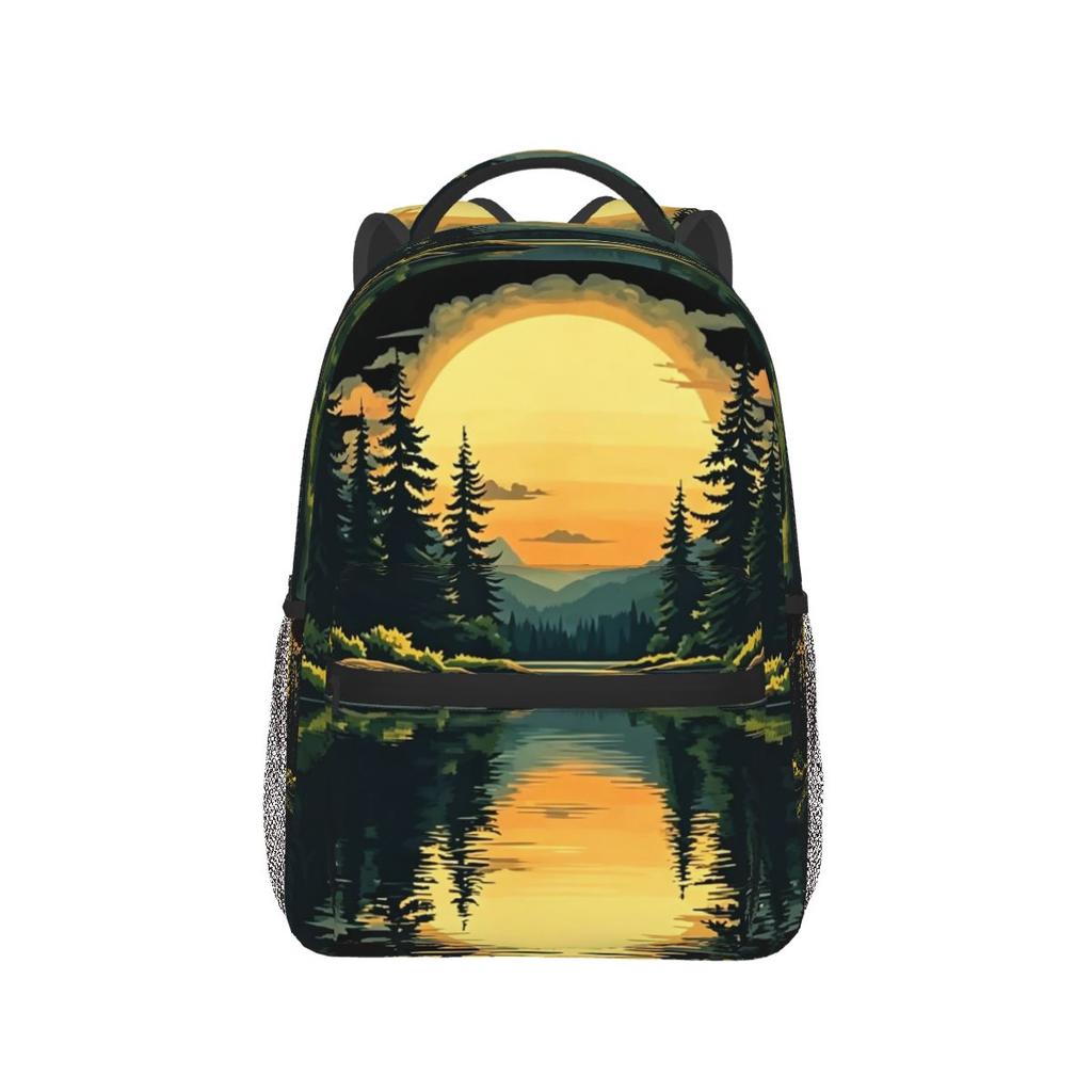 Trees Nature Mountains Adventure Outdoor Wildlife Forest Graphic Backpacks Bookbag Students School Bags Rucksack Shoulder Bag