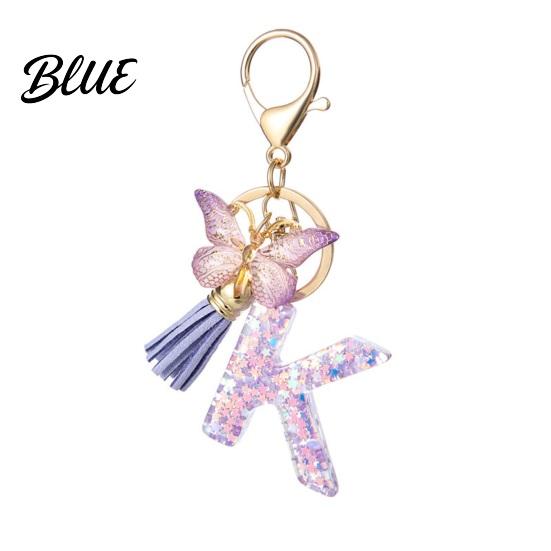 Comfortable To Carry Keychain Purple Series Pendant Sequins Star Initial Letter Charm Key