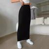 Women's High Waist Midi Skirt Pencil Skirt Stretch Ribbed Knit Bodycon Long Skirt