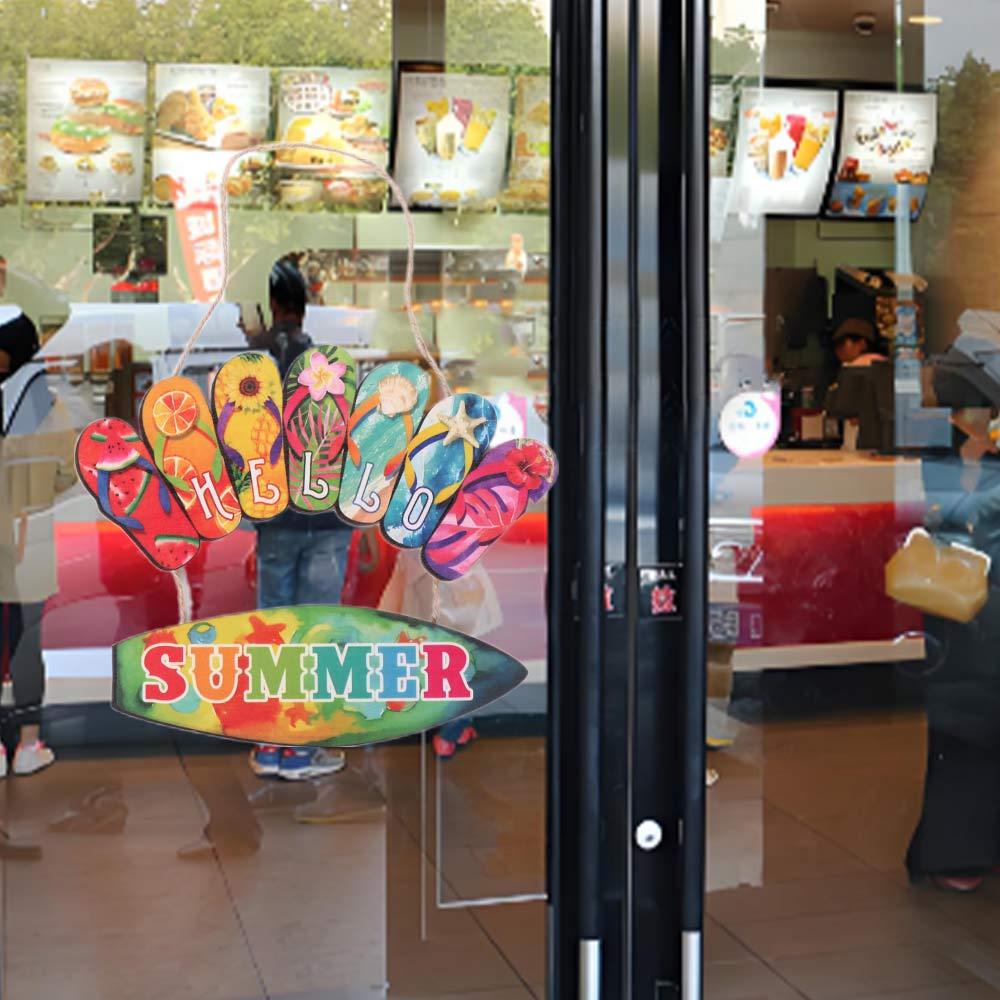 Beach Summer Slippers Hanging Signs Funny Wooden Slippers Decoration  Tropical Cafe Bar