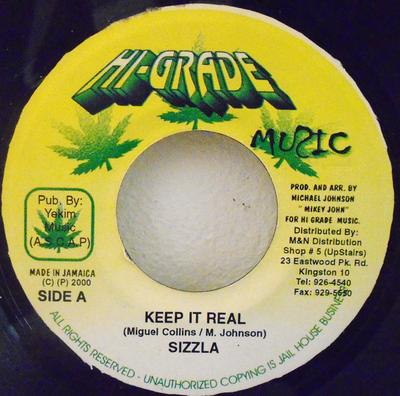 7inch Record SIZZLA Keep It Real NONE HiGrade Music 2000 Jamaica Reggae Ska Dub Used