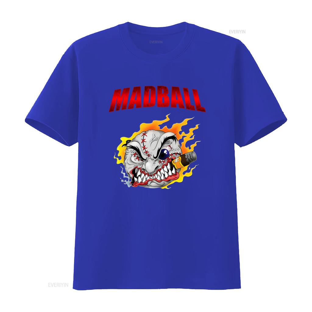 Madball Mad Ball Logo T Shirt Unique Design with Flaming and Bold Font Perfect for Streetwear Enthusiasts Vintage Washed