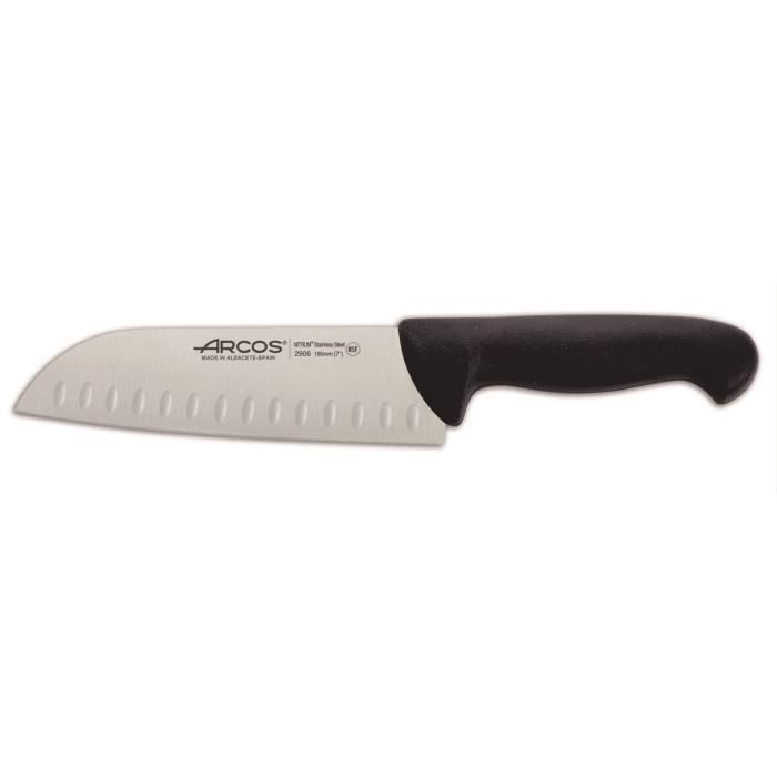 Couteau Santoku Arcos Couleur - Prof 290625 avec poches en acier inoxydable Nitrum et polypropylène noir ergonomique mango avec