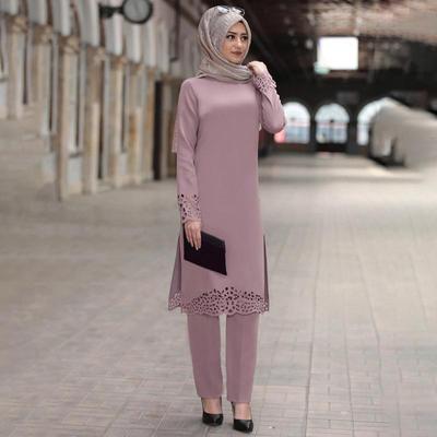 Spring Floral Abaya: Middle Eastern Muslim Women's Two-Piece Robe Suit