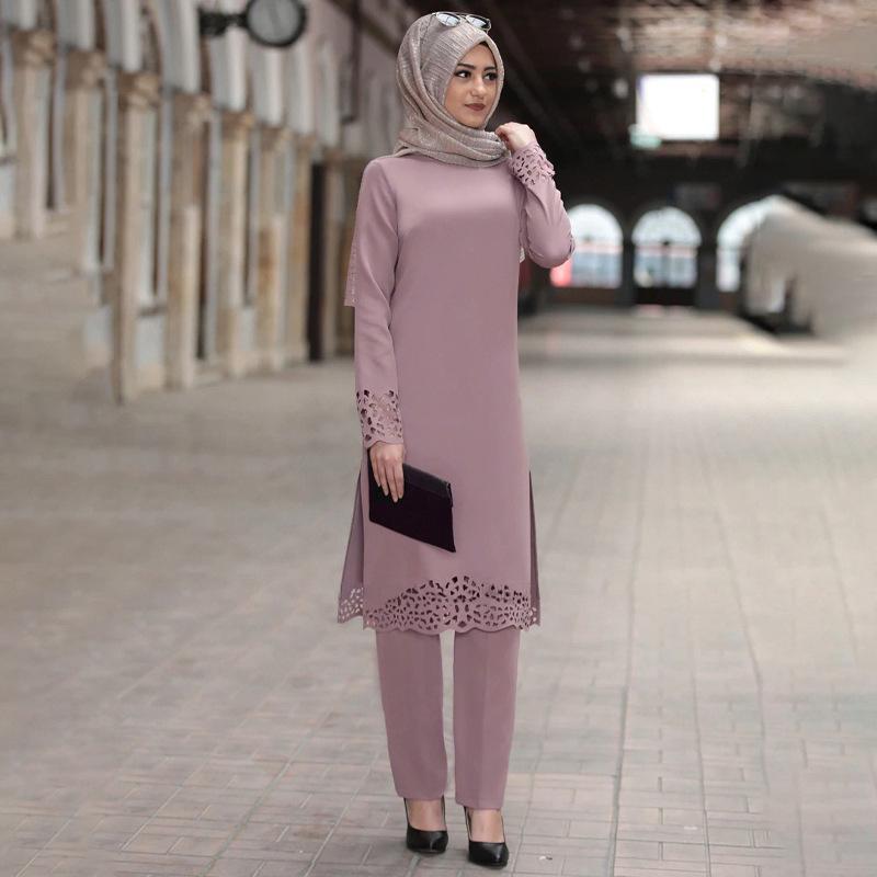 Spring Floral Abaya: Middle Eastern Muslim Women's Two-Piece Robe Suit