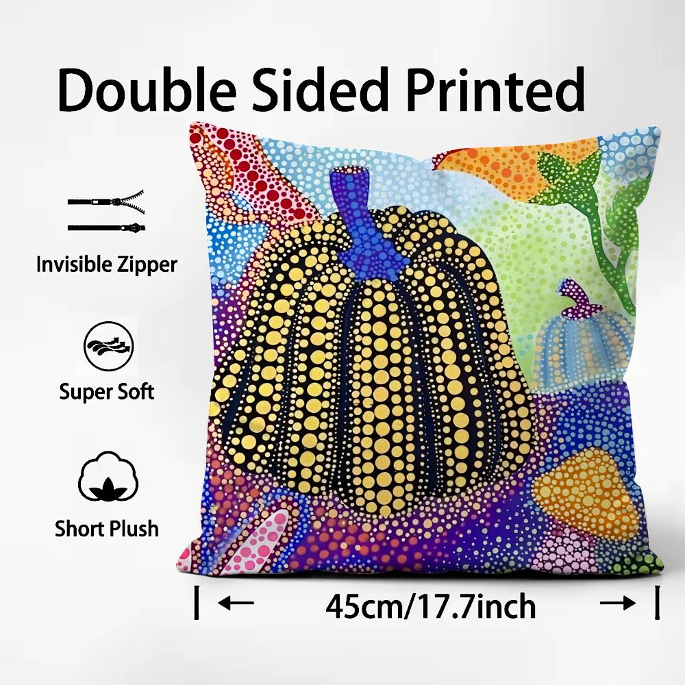 Yayoi Kusama Abstrakte Kunst Kürbis Kissenbezug Bequemer Wendbarer Kissenbezug Ideal für Auto Sofa Schlafzimmer & Mehr