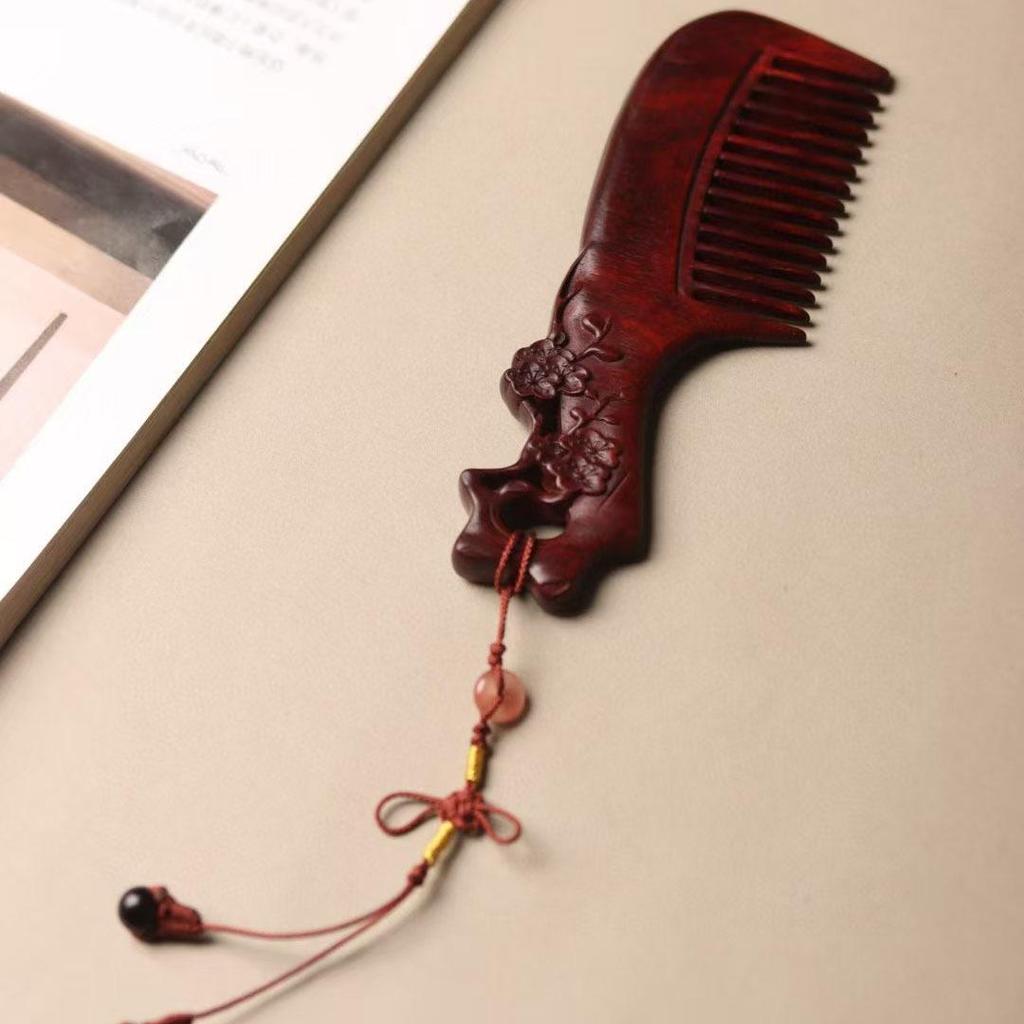 Red Sandalwood Lotus Plum Blossom Comb - Ancient Style