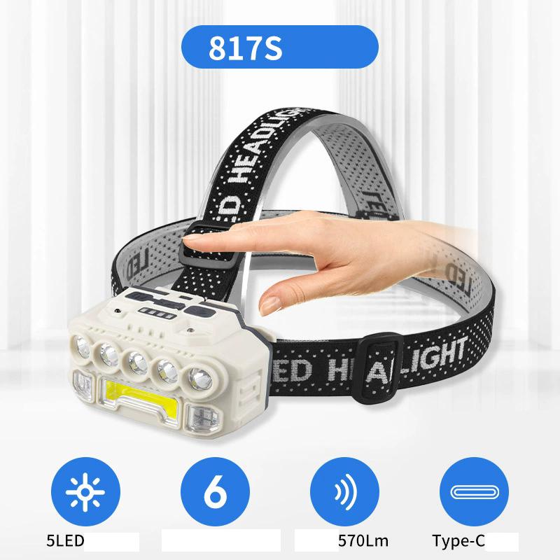 COB LED Headlamp Induction USB Rechargeable Head Flashlight Powerful Work Light for Outdoors Camping Fishing
