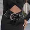 Adjustable PU Leather Waistbands Elliptic Geometry Rivet Waist Belt Cowgirl Waist Belt  Jeans Decor