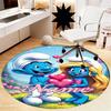 Custom Name The Smurfs Printed Round Rug Carpet Chair Rug Area Rug Entryway Doormats,for Office Chair Living Room Bedroom Kitchen Room.