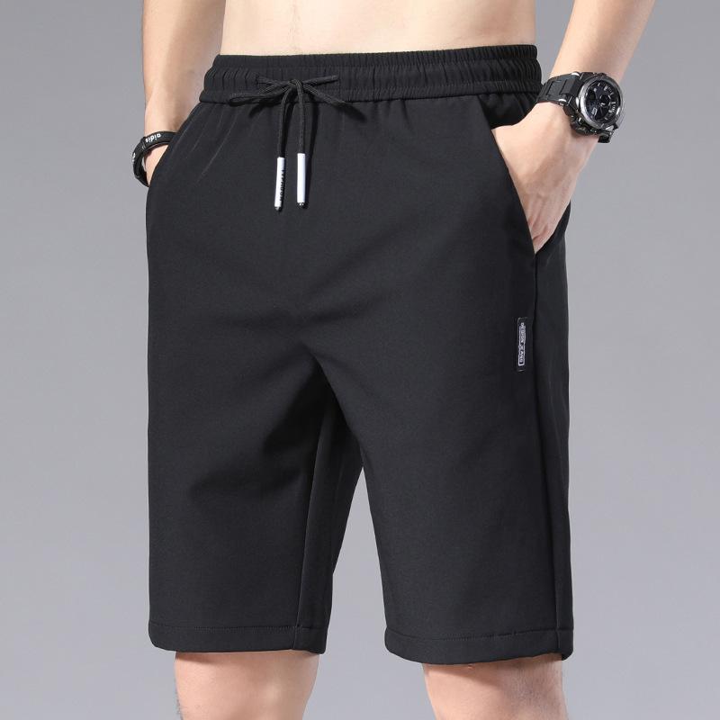 Casual Ice Silk Sport Shorts with Elastic Drawstring Waistband and Pockets
