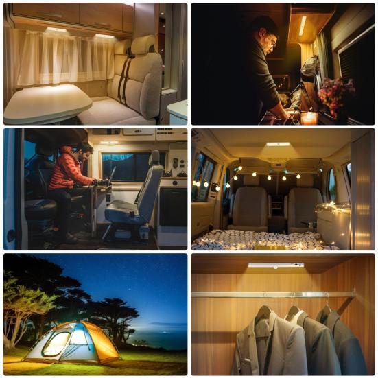 3Pcs RV Step Light Motion Sensor 10 LED Battery Operated Motorhome Trailers Camping Car Motion Activated Magnetic Night Lamp Strip