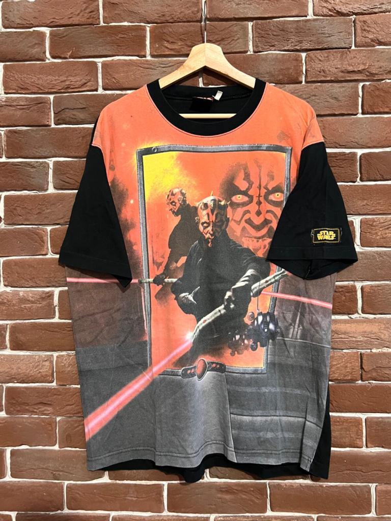 Rare Vintage 90s Star Wars Darth Maul Tshirt Tatooine Anakin XL Black Unisex T-Shirt